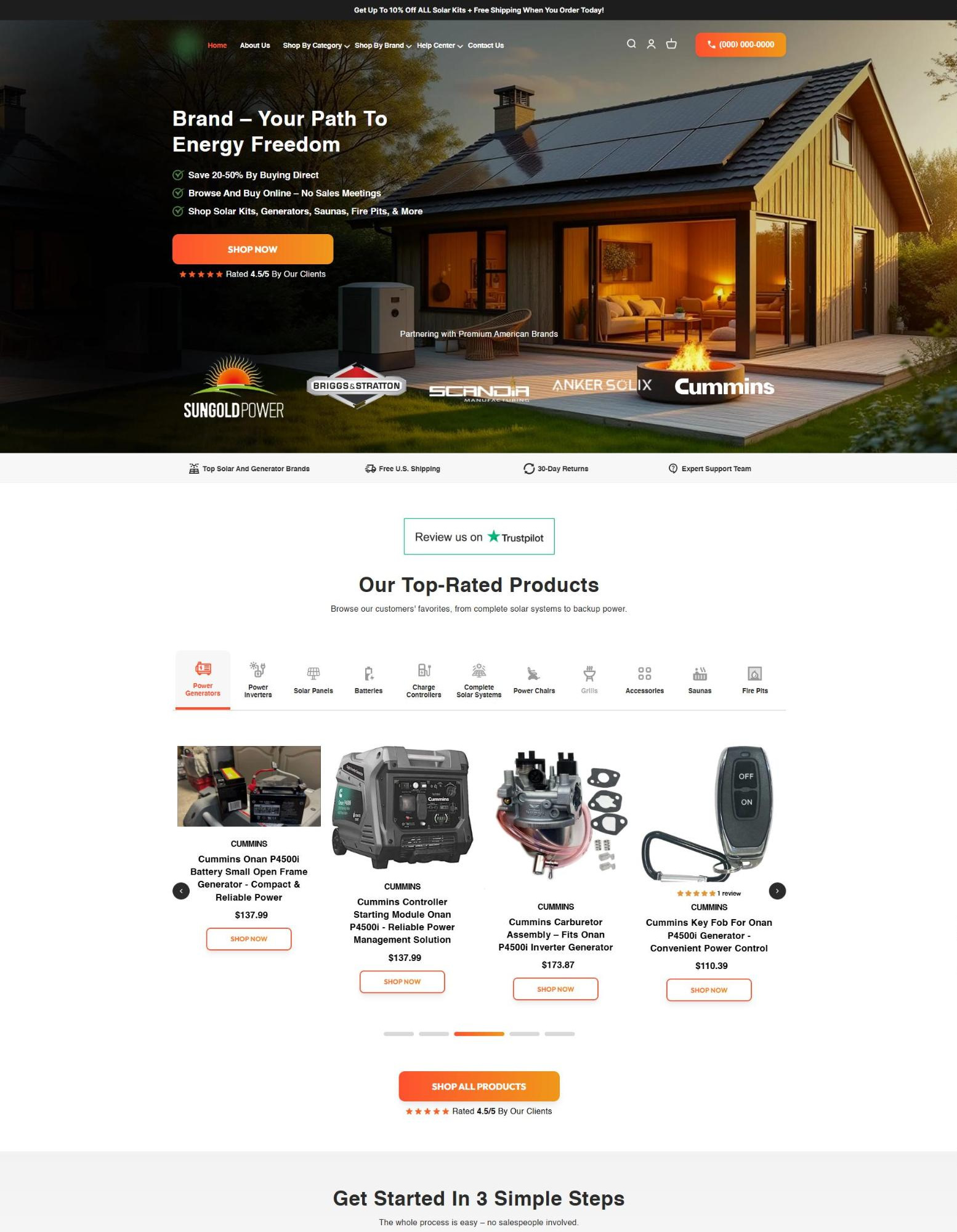 Solar and generator Shopify store case study