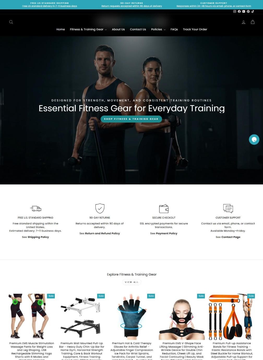 Fitness Gear Store for a US Client – homepage design