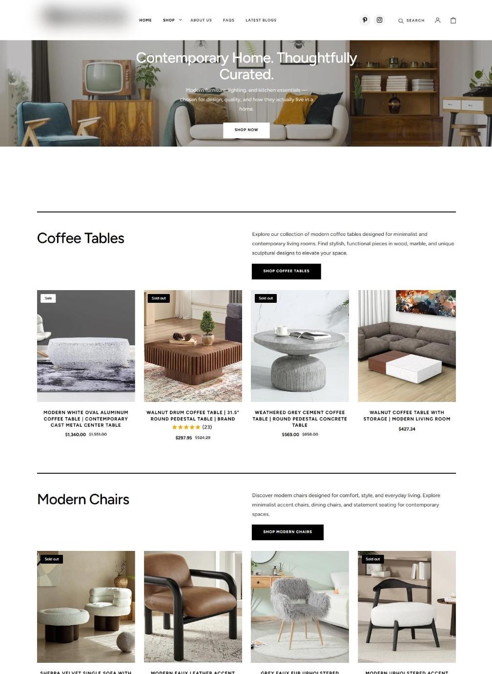 Home & Kitchen Store for a US Client – homepage design