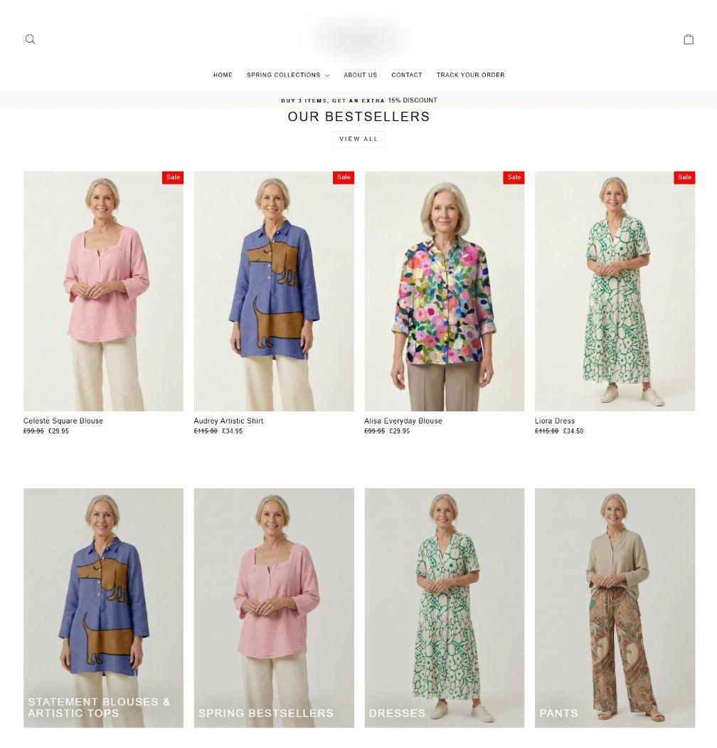 Women's Fashion Boutique for a UK Client – homepage design