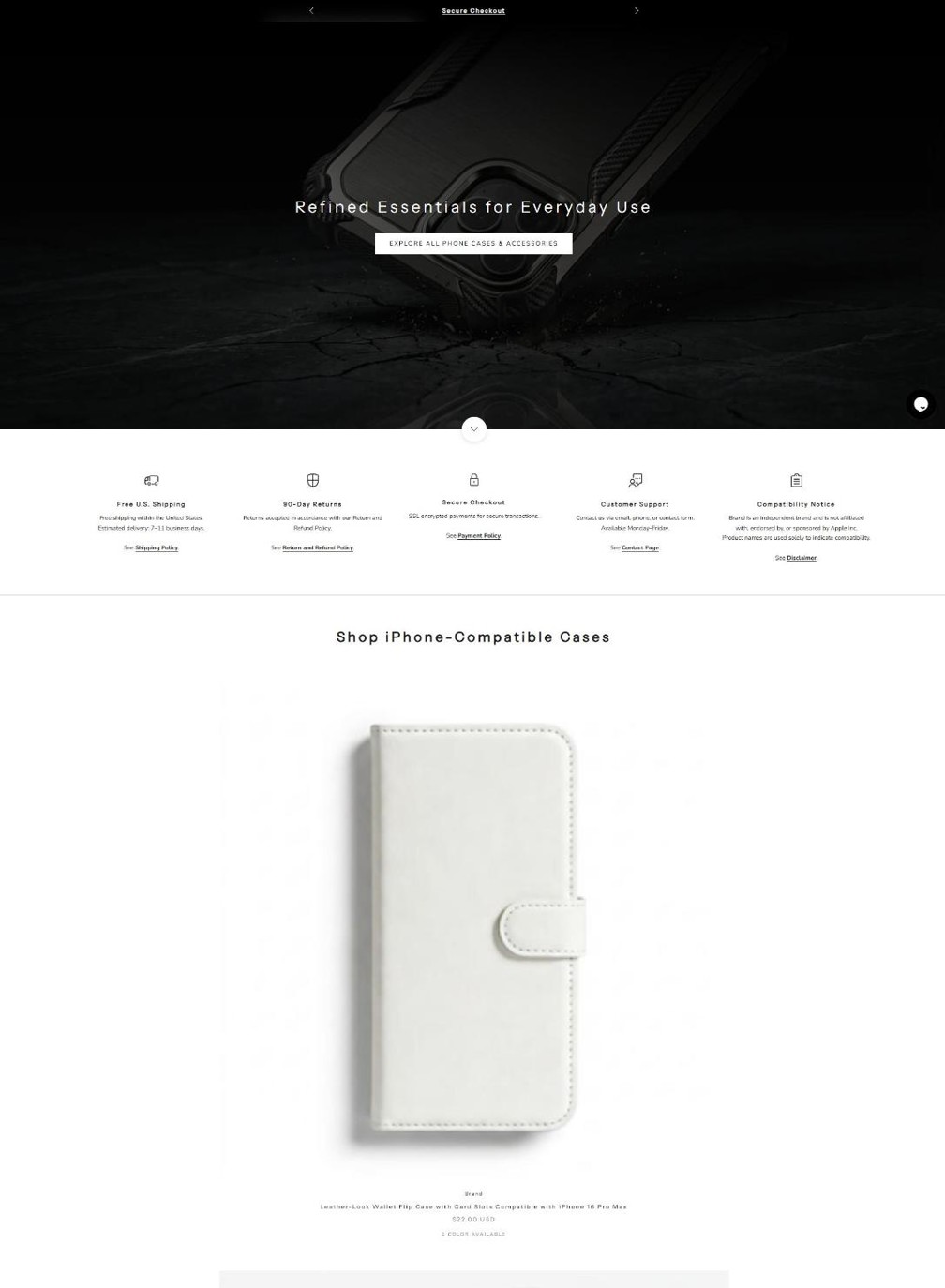Phone Accessories Store for a US Client – homepage design