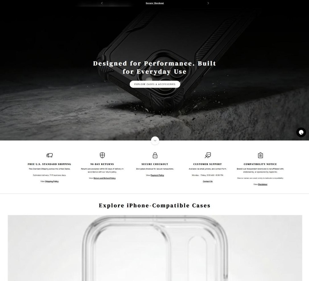 iPhone Case Store for a US Client – homepage design