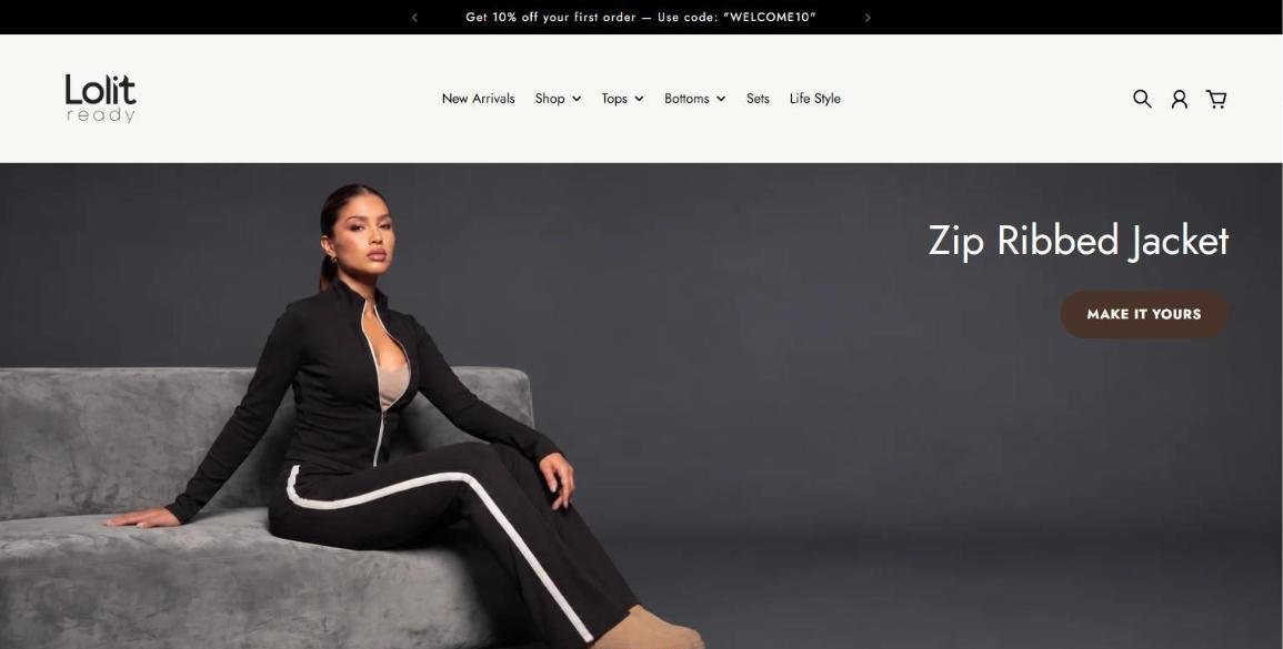 Lolit Ready Shopify store homepage, built by Genex Solution